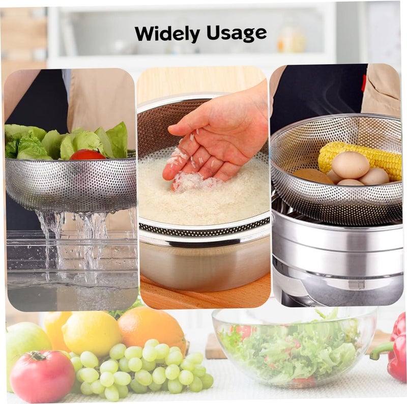 Suicune Stainless Steel Colander Easy Grip MicroPerforated 5Quart Colander Strainer with Riveted and Heat Resistant Handles BPA Free LFGB Approved Great for Pasta Noodles - Image 5