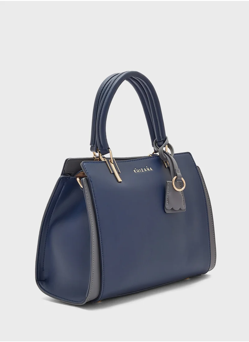 Khizana Satchel Bag With Contrast Detail