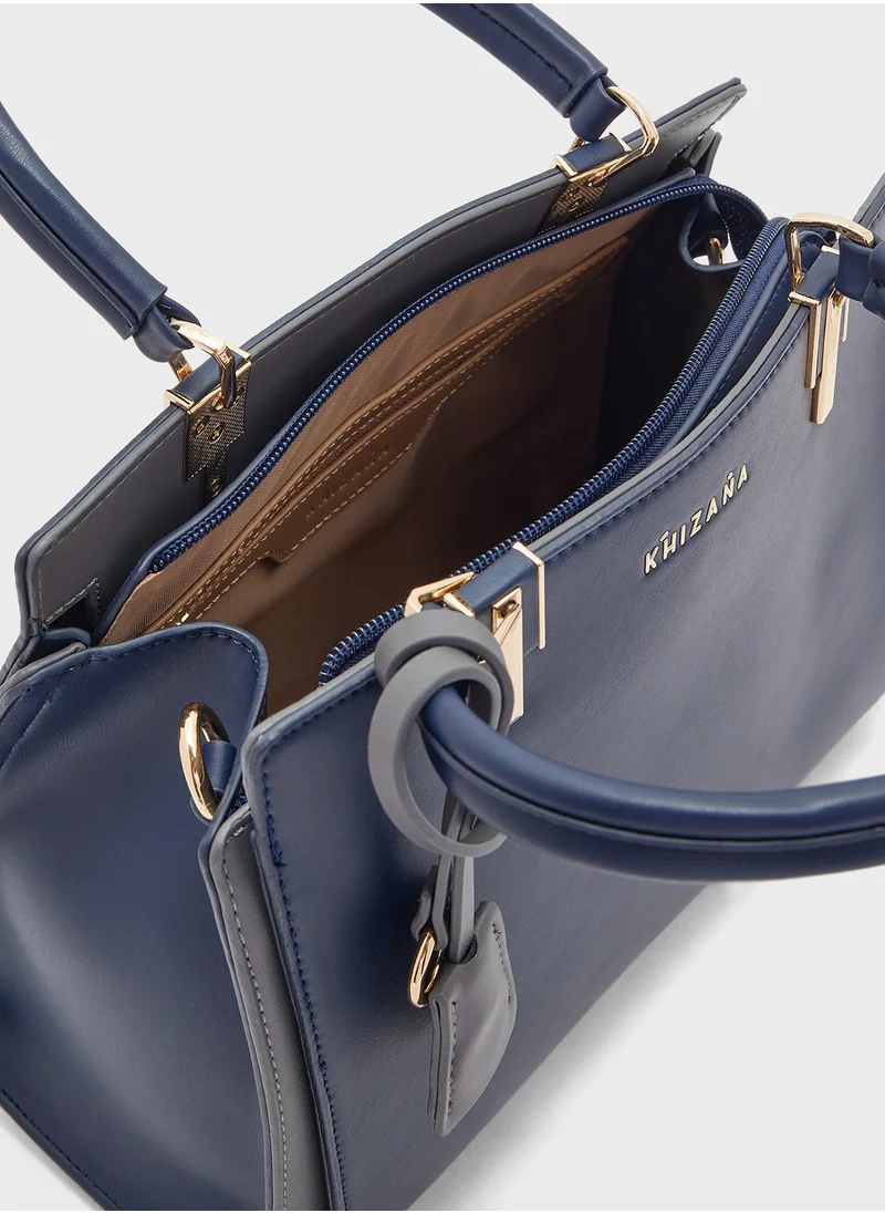 Khizana Satchel Bag With Contrast Detail