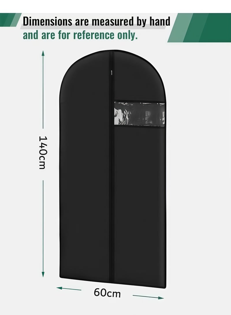 شو وو حقائب ملابس، أغطية ملابس بنافذة شفافة، أغطية ملابس صديقة للبيئة وجيدة التهوية لتخزين القمصان والسترات والبدلات، مقاومة للغبار والرطوبة والعثة (5 قطع، لون أسود) - Image 2