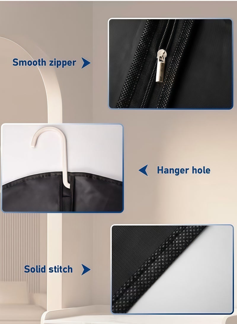 شو وو حقائب ملابس، أغطية ملابس بنافذة شفافة، أغطية ملابس صديقة للبيئة وجيدة التهوية لتخزين القمصان والسترات والبدلات، مقاومة للغبار والرطوبة والعثة (5 قطع، لون أسود) - Image 5