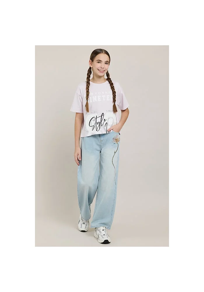 R&b Printed T-Shirt with Crew Neck and Short Sleeves