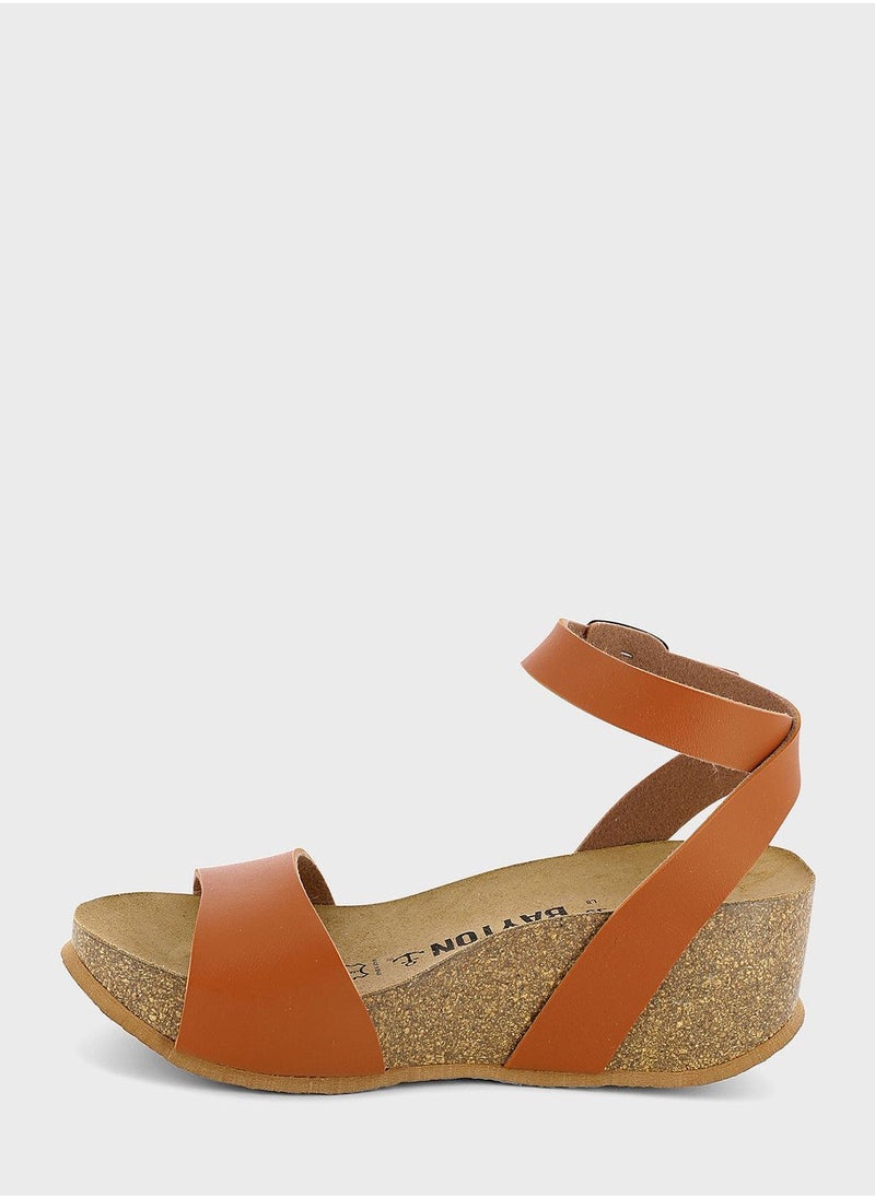 BAYTON - Sol Strappy Mid Heel Wedges - Image 1