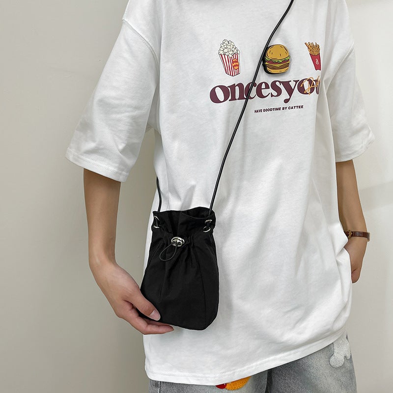 Solid Color Korean Style Foreign Style Drawback Bag Women'S 2024 All-Match Japanese Style Ins Casual Bag Bucket Bag Women'S Bag - Image 5