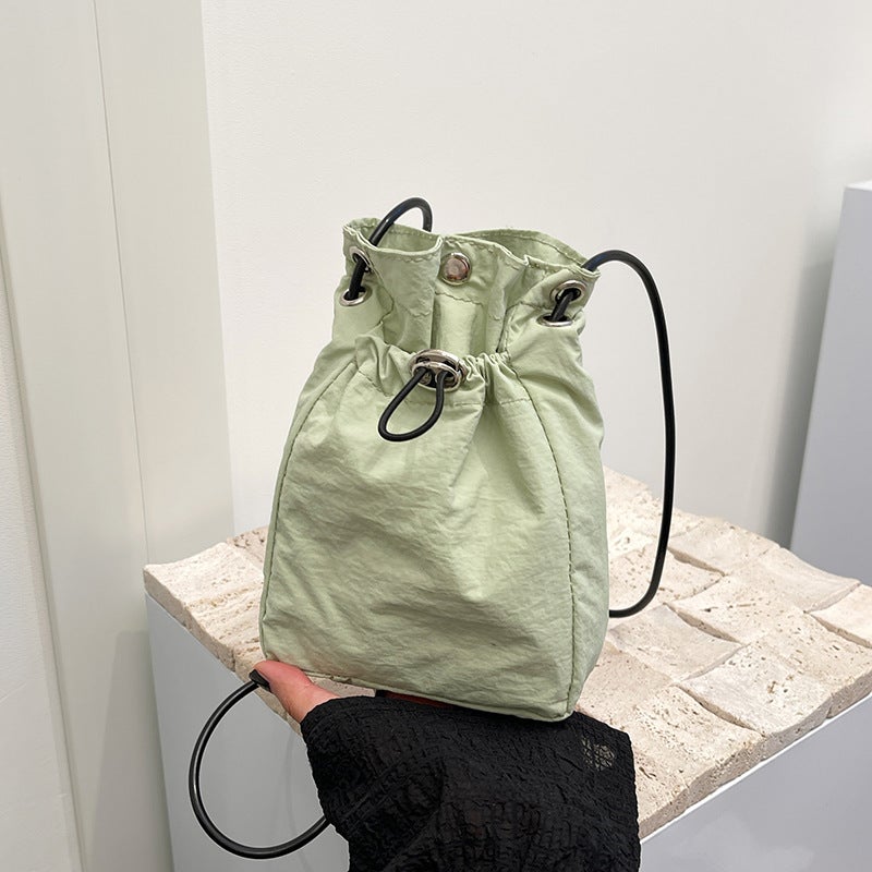 Solid Color Korean Style Foreign Style Drawback Bag Women'S 2024 All-Match Japanese Style Ins Casual Bag Bucket Bag Women'S Bag - Image 2