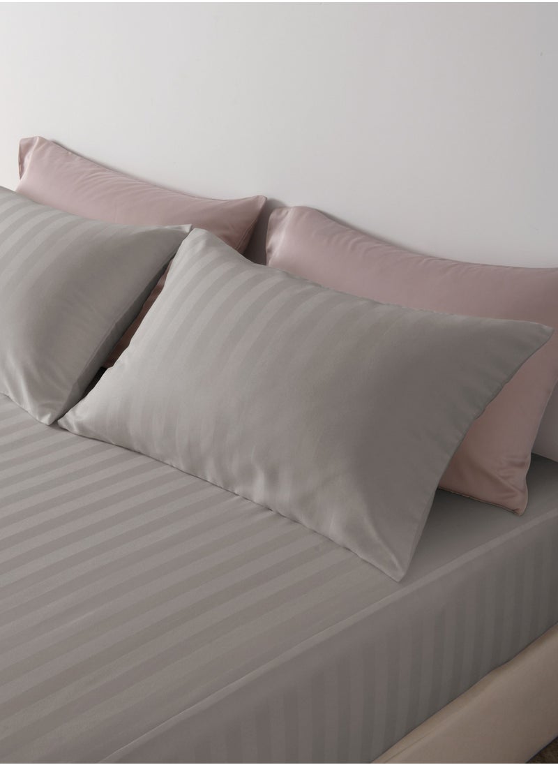 Master Home Textile King Microfiber Sheet Set, King Size 3 Pieces, Hotel Stripes design  - Image 3