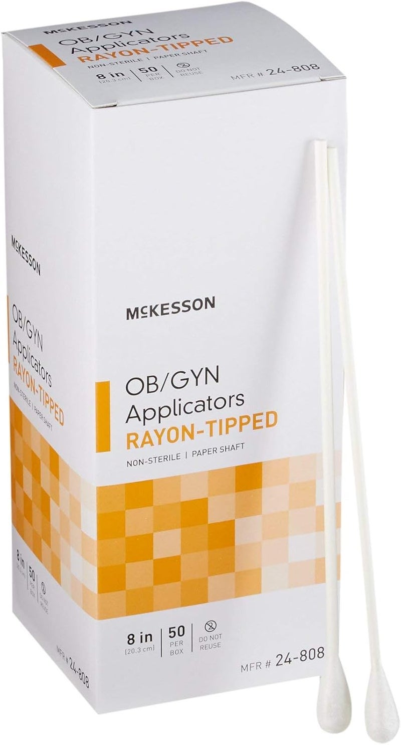 McKesson OB/GYN Applicators Rayon Tipped, Non-Sterile, 8 in, 50 Count, 1 Pack