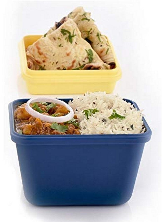 Tosaa Plastic Dieting Airtight Lunch/Tiffin Box Set 3 Compartment Tiffin with Handle&Push Lock for Travelling, School Kids&Office Exclusive,Blue (14 X 12 X 14 Cm),10 ml - Image 2