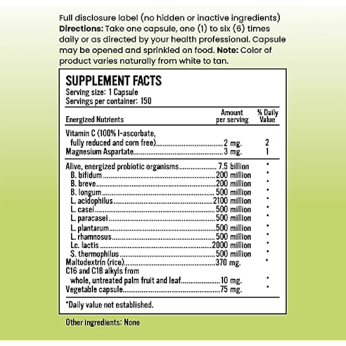 Alkaline for Life Peak Probiotic+ Acidophilus Probiotic for Adult Digestive Health, 7.5 Billion CFU at Expiry, 10 Named Live Cultures Including Lactobacillus and Bifidobacterium, Daily Capsule - Image 2