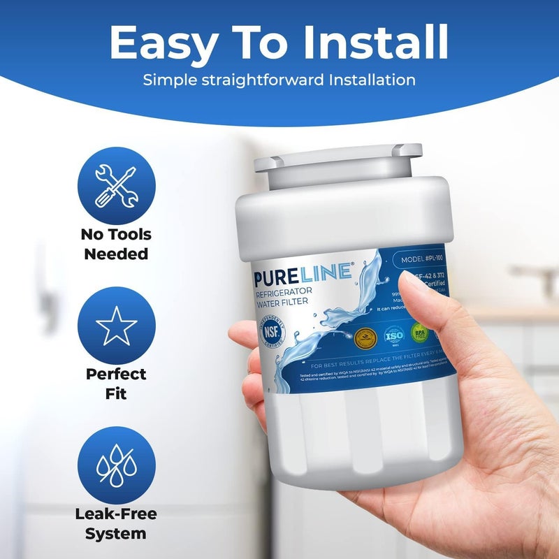 بيور لاين بديل لفلتر مياه الثلاجة GE® MWF®، Smartwater MWFP، Kenmore 46-9991، موديلات MWFP، MWFINT، GWF، GWFA، فلتر مياه الثلاجة. معتمد من NSF. (عبوة من 3 قطع) - Image 3