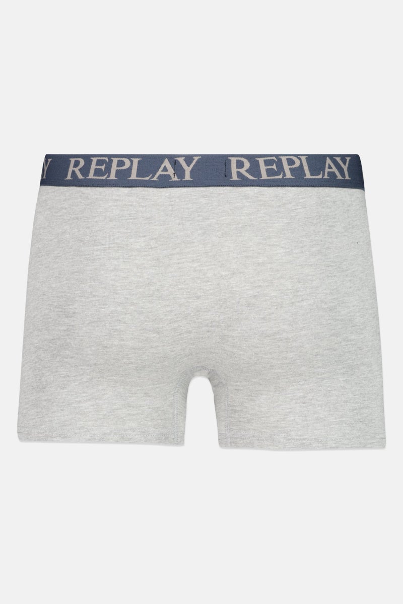 Replay Men 2 Pack Brand Logo Trunks, Grey/Navy  - Image 3