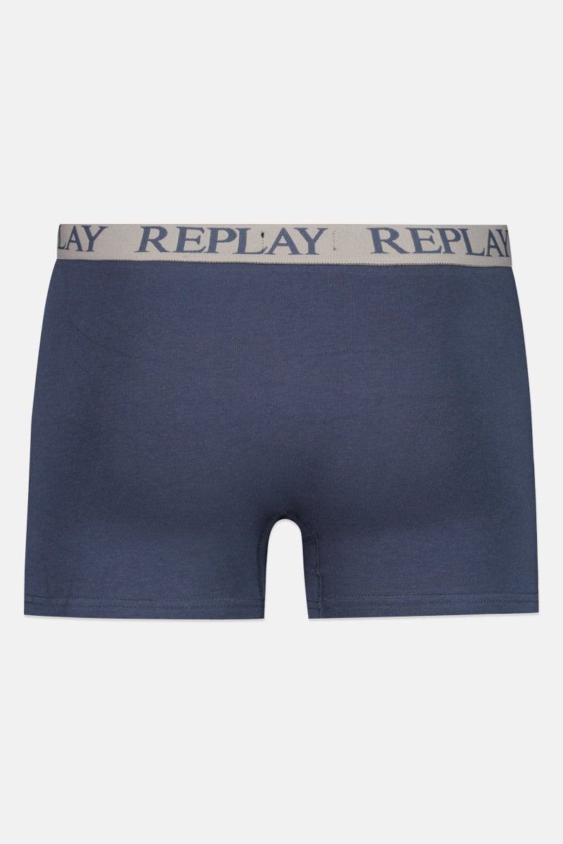 Replay Men 2 Pack Brand Logo Trunks, Grey/Navy  - Image 2