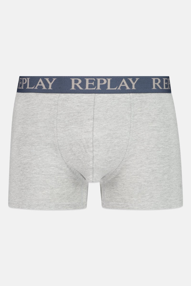 Replay Men 2 Pack Brand Logo Trunks, Grey/Navy  - Image 5