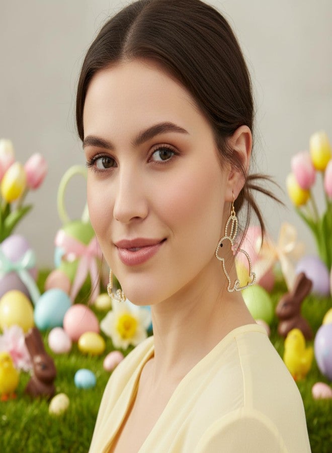CONCISE ROYAL Bling Rhinestone Bunny Rabbit Dangle Drop Earrings for Women Easter Earrings - Image 4