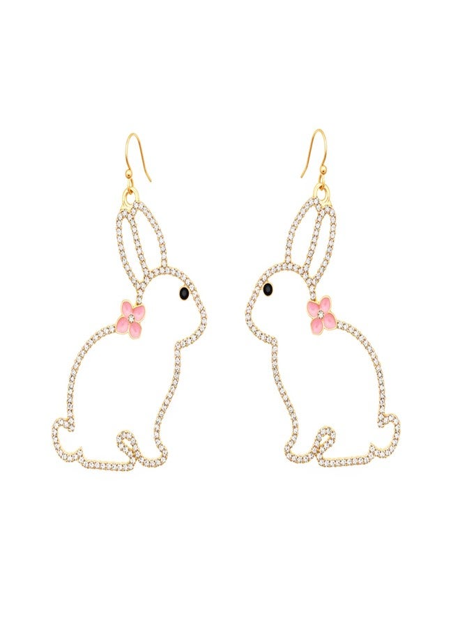 CONCISE ROYAL Bling Rhinestone Bunny Rabbit Dangle Drop Earrings for Women Easter Earrings - Image 1
