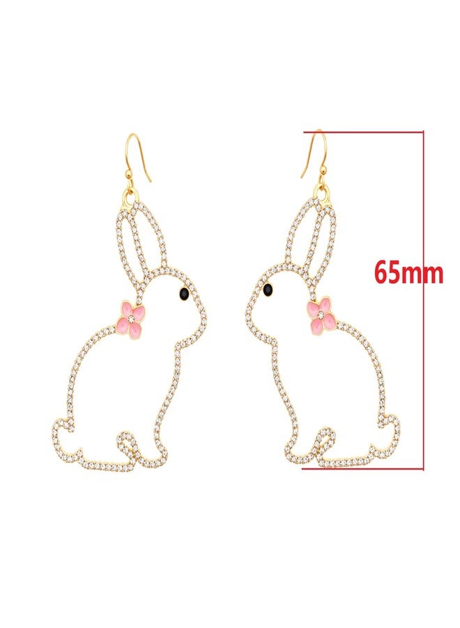 CONCISE ROYAL Bling Rhinestone Bunny Rabbit Dangle Drop Earrings for Women Easter Earrings - Image 5