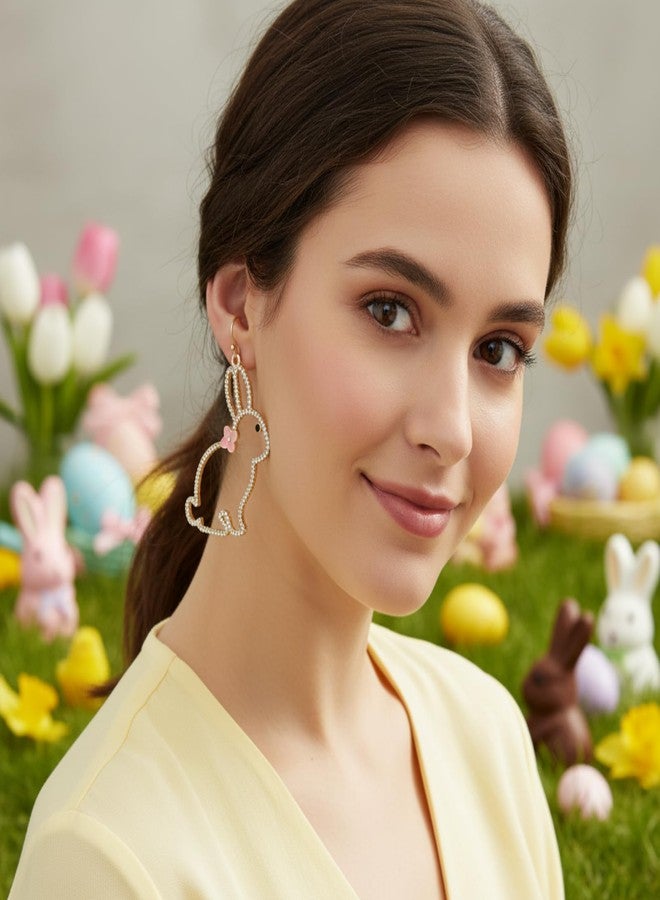 CONCISE ROYAL Bling Rhinestone Bunny Rabbit Dangle Drop Earrings for Women Easter Earrings - Image 3