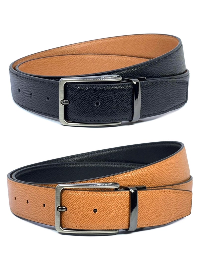 FOCUS Focus Faux Leather Reversible Belt for Men Stylish Formal Belt with Adjustable Buckle – Black & Brown Men's Belt for Formal Wear, Trouser Belt, Gifts for Men  - Image 1