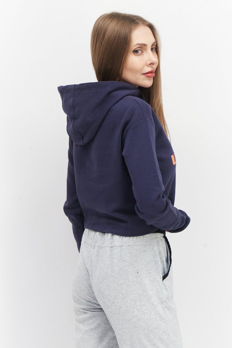 umbro سويت شيرت نسائي بغطاء رأس وطباعة جرافيك، أزرق داكن - Image 3