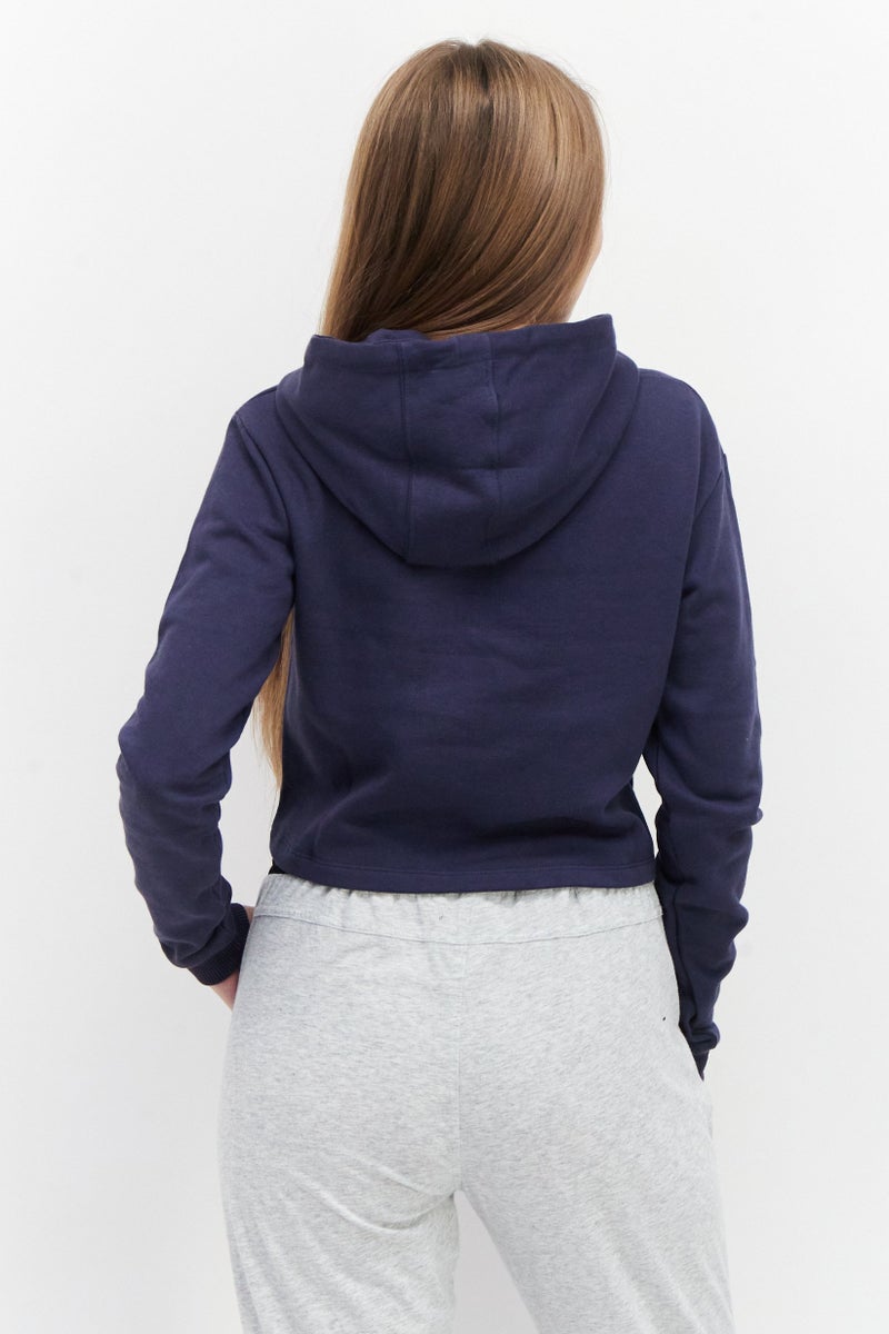 umbro سويت شيرت نسائي بغطاء رأس وطباعة جرافيك، أزرق داكن - Image 2