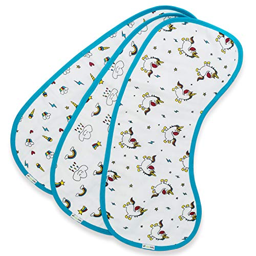 Ziggy Baby Muslin Burp Cloths, Burpy Bib Set (3 Pack) Unicorn, Rainbow, Cupcake - Image 5