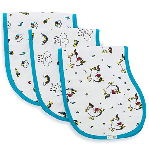 Ziggy Baby Muslin Burp Cloths, Burpy Bib Set (3 Pack) Unicorn, Rainbow, Cupcake - Image 1