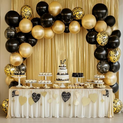 Htper 10x10 ft Gold Sequin Backdrop Curtain Panels for Parties, Wrinkle Free Glitter Photo Backdrop Drapes 2 Panels 5x10FT Shimmer Back Drop Cloth for Wedding Birthday Christmas Photography Background - Image 3