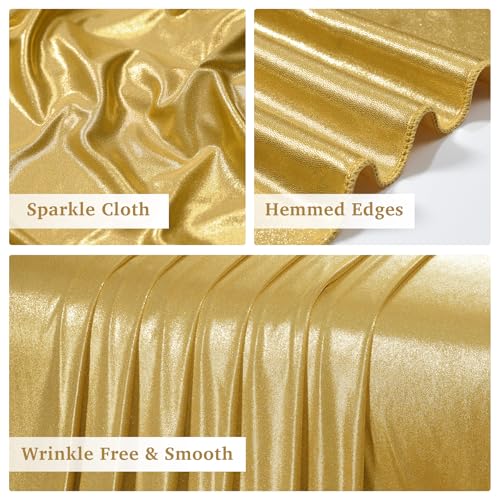 Htper 10x10 ft Gold Sequin Backdrop Curtain Panels for Parties, Wrinkle Free Glitter Photo Backdrop Drapes 2 Panels 5x10FT Shimmer Back Drop Cloth for Wedding Birthday Christmas Photography Background - Image 4