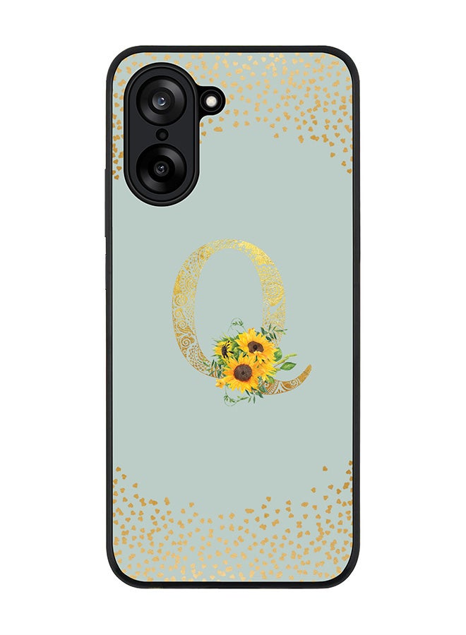 Stylizedd For OnePlus Nord CE5 / Ace 5 Racing Case,Slim fit Camera Protection, Shockproof Thin Phone cover  - Custom Floral Monogram - Q  (Light Grey )