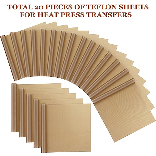 Selizo 20 Pack Teflon Sheet for Heat Press, Heat Transfer Press Cover Paper Heat Resistant Transfer Protector Mats for Cricut Iron HTV Vinyl, Sublimation, Baking and Craft - Image 2