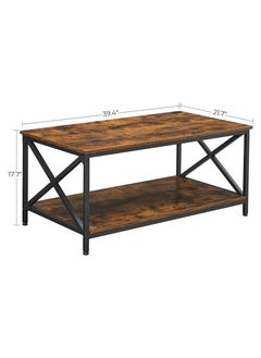 AGD Coffee table with storage shelf and X-shaped steel frame  - Image 5