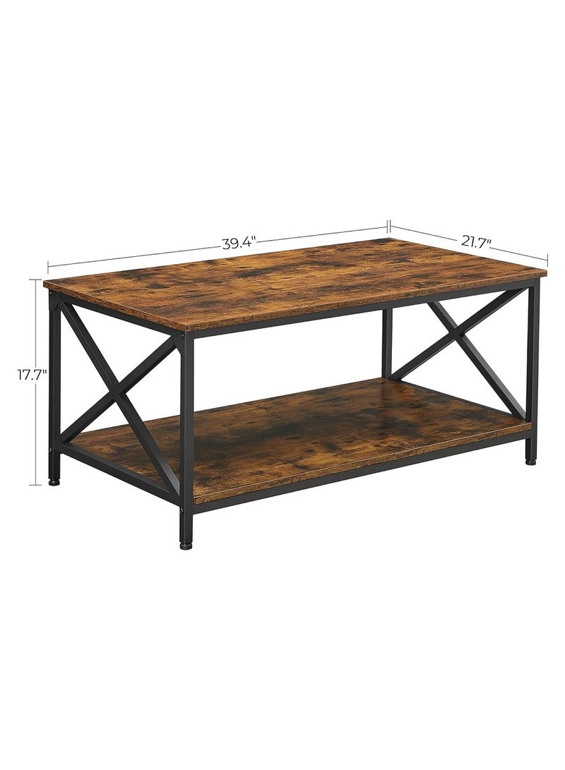 AGD Coffee table with storage shelf and X-shaped steel frame - Image 5