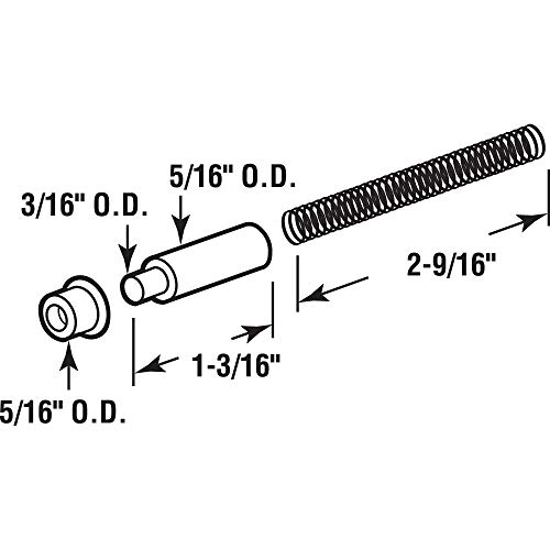 Prime-Line مجموعة دبابيس مفصلات أبواب العواصف من برايم لاين K 5131، 2-9/16 بوصة، نابض، دبابيس وبوشات بقطر 5/16 بوصة، أبيض (3 مجموعات) - Image 2