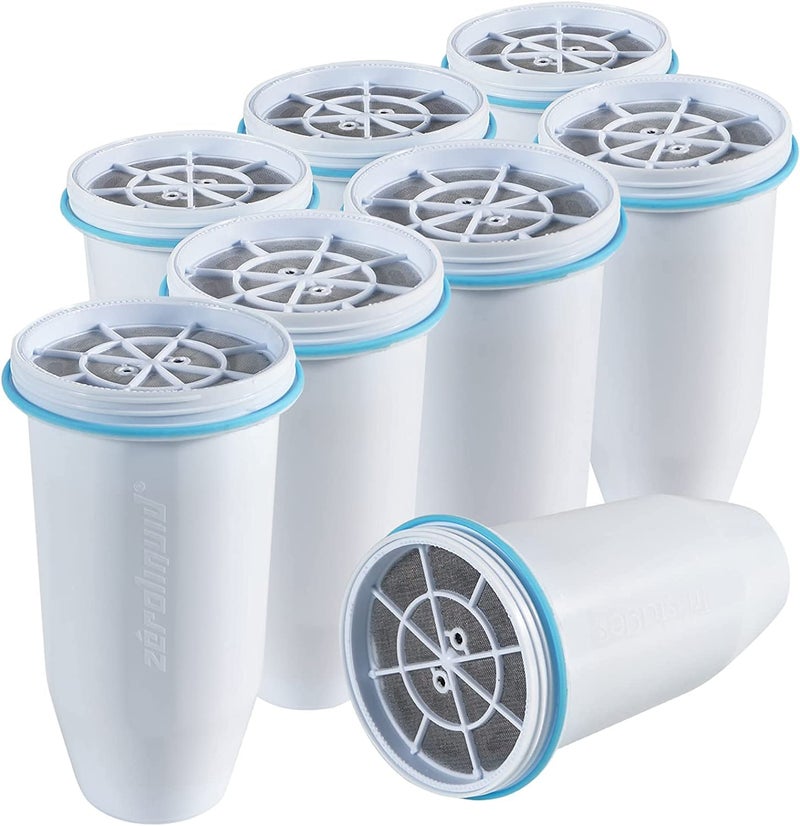 zeroliquid Zeroliquid ZR017 Water Filter Replacement for Water Pitchers and Dispensers Advanced 6Stage Filter to Remove 999 Lead Chlorine Fluoride Heavy Metals BPA Free 8 Pack 