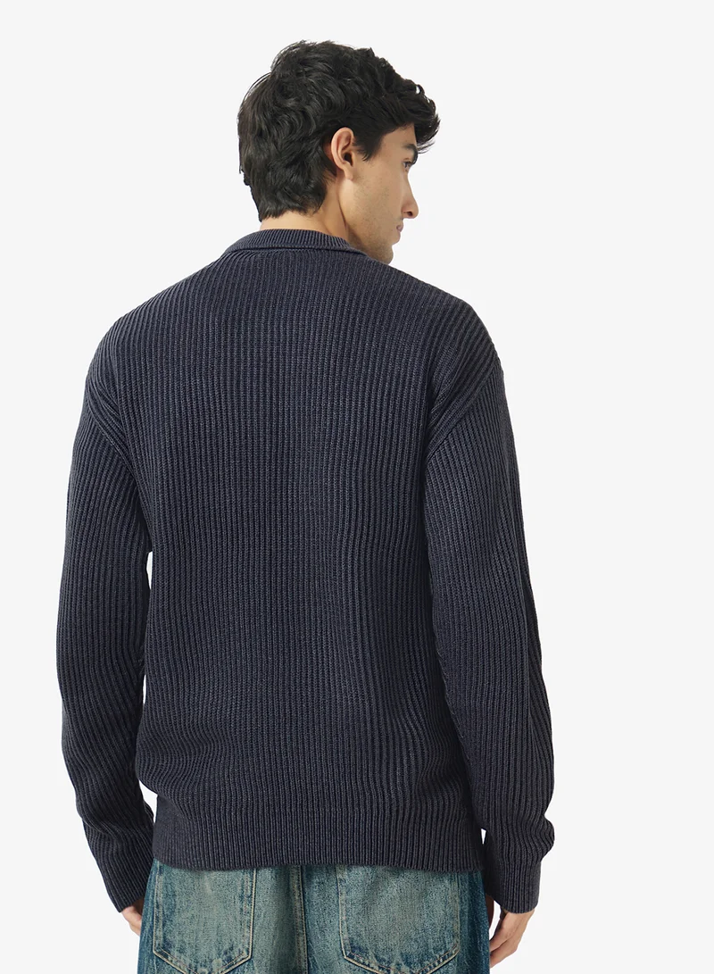 JJ Rebel Knitted Relexed Fit Polo Long Sleeve Sweaters
