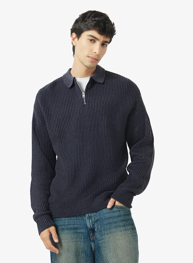JJ Rebel Knitted Relexed Fit Polo Long Sleeve Sweaters