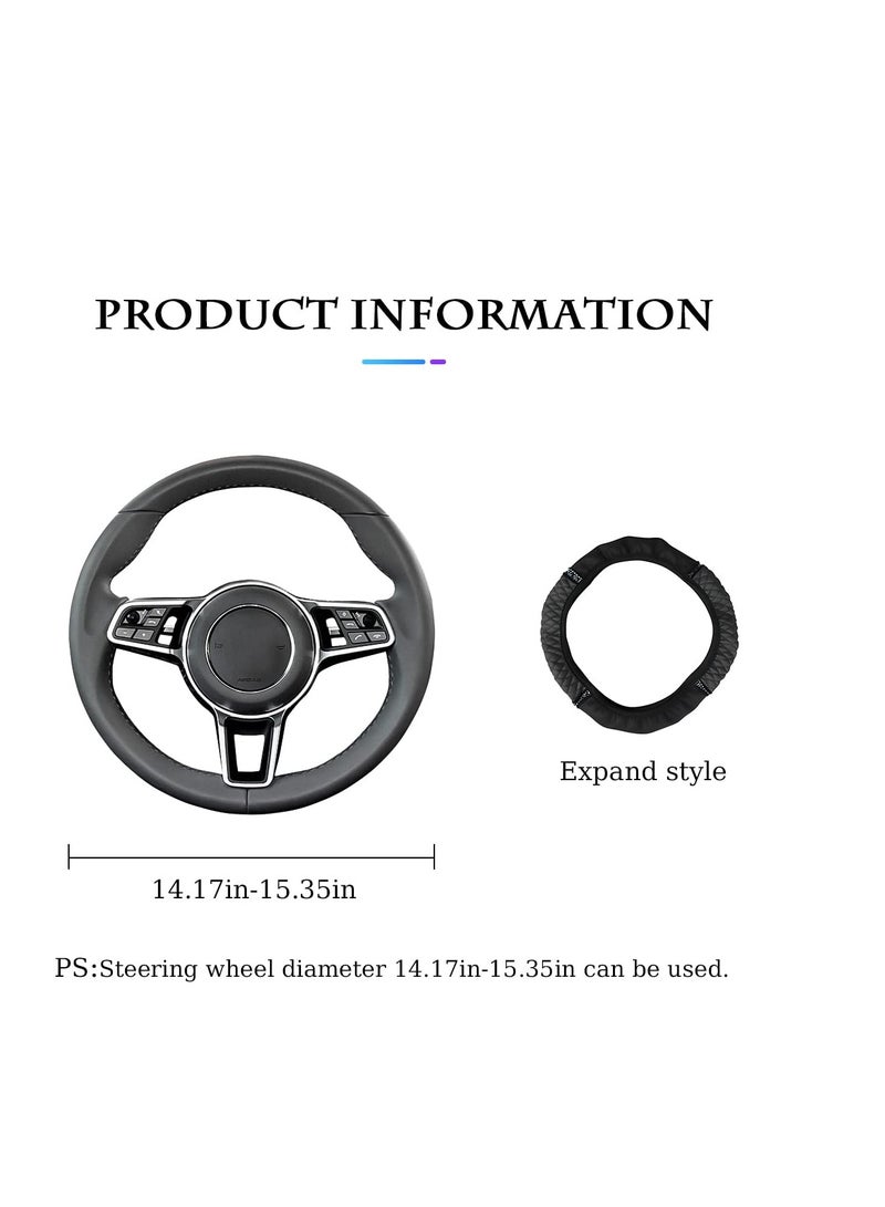 SYOSI Car Steering Wheel Cover, Bling Leather Steering Wheel Cover, 15 Inch Rhinestones Auto Steering Wheel Protector, with Rhinestones Soft Interior Accessories for Women and Girl for Most Cars(Black) - Image 3