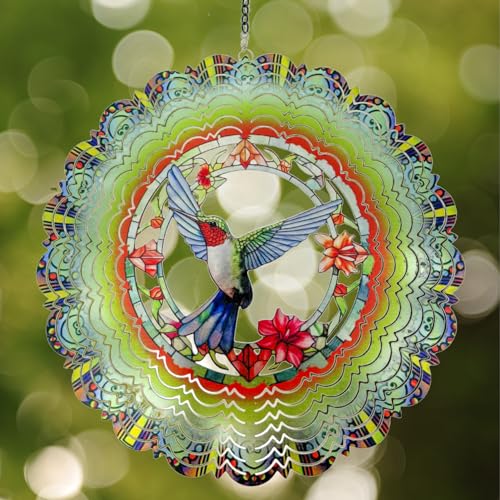 Eandisom Wind Spinners Outdoor Hummingbird Birthday Gifts for Women Mom Grandma Hanging Wind Spinner 12 inch 3D Wind Sculptures for Garden Decor for Outside Patio Yard Outdoor - Image 1