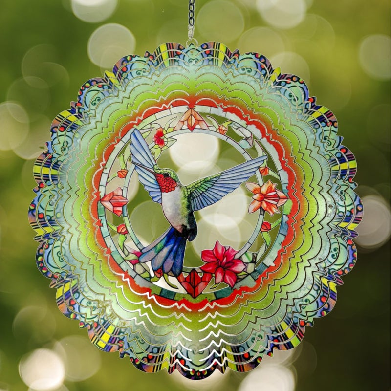 Eandisom Wind Spinners Outdoor Hummingbird Birthday Gifts for Women Mom Grandma Hanging Wind Spinner 12 inch 3D Wind Sculptures for Garden Decor for Outside Patio Yard Outdoor - Image 2