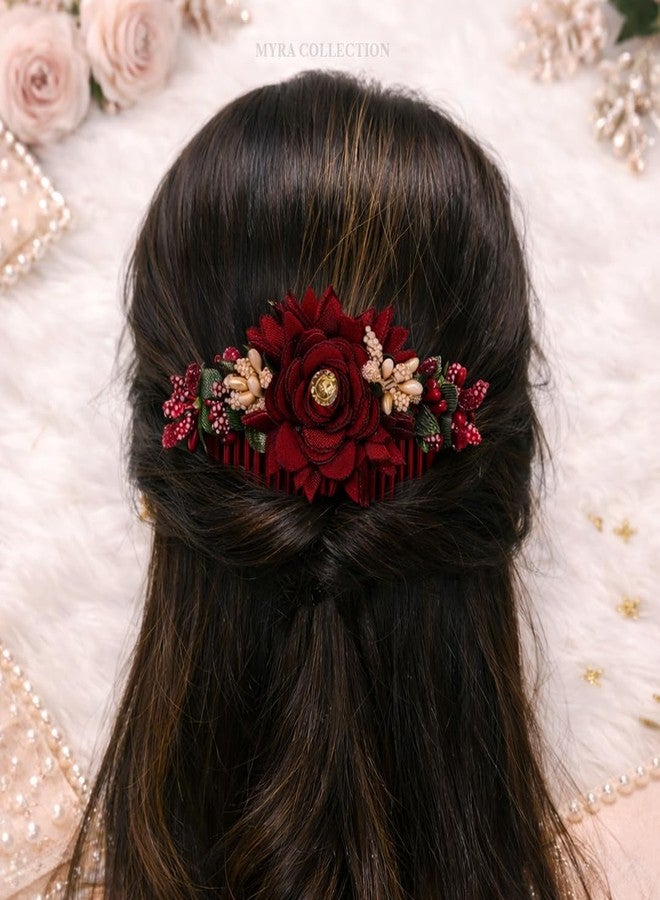 Myra Collection Decorative Floral Hair Comb with Gold Accents, Handcrafted Wedding Hair Accessory, 3 Piece Set - Image 5