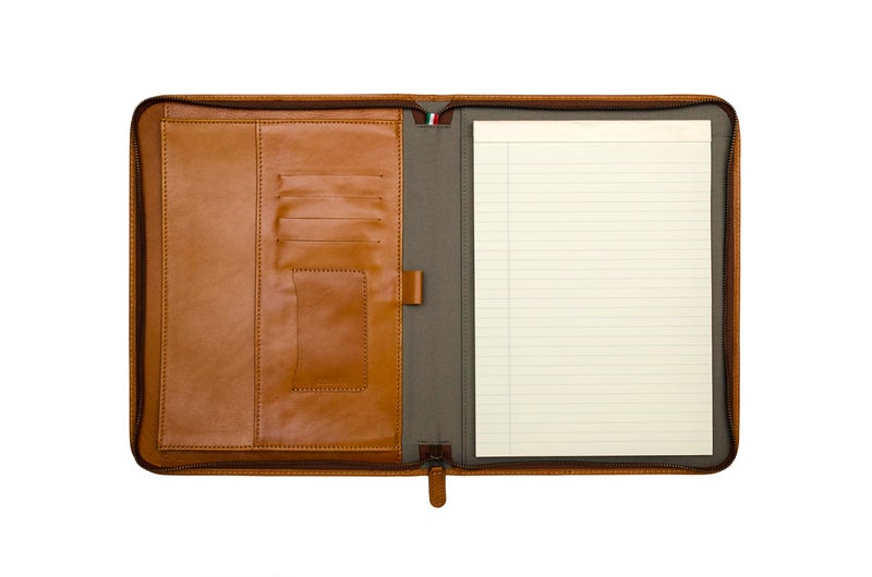 Maruse Premium Maruse Leather Portfolio Padfolio - Executive Folio for Men and Women with Zipper, Folio Document Organizer, Laptop Sleeve, iPad Case and Folder - Made in Italy, Honey - Image 3