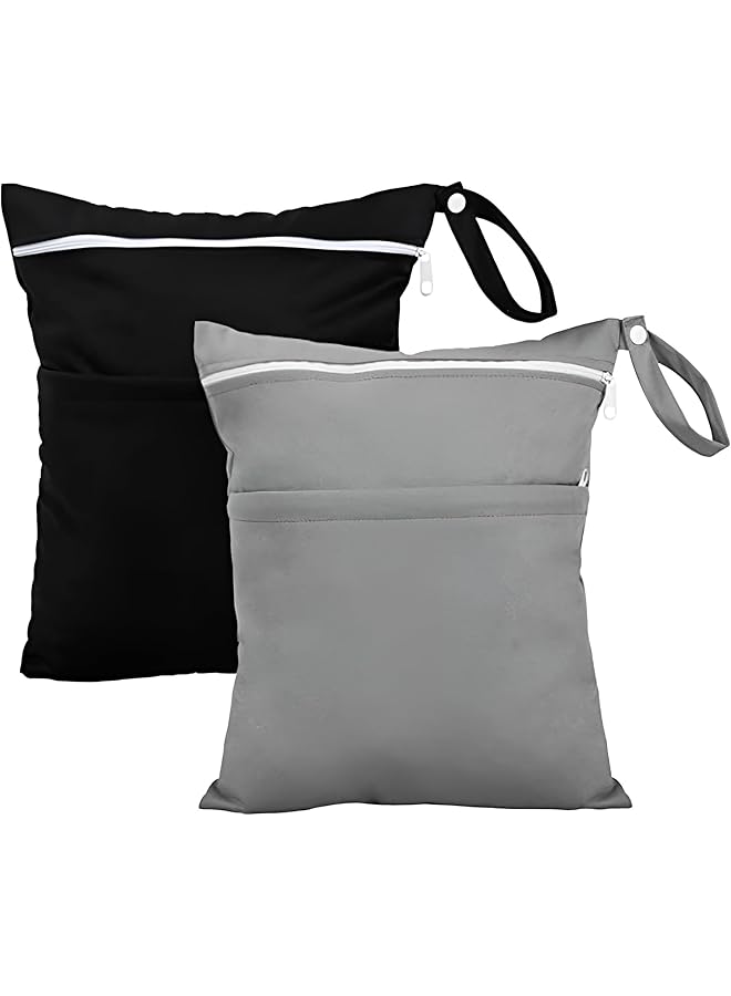 X spring Wet Dry Bag 2 Pcs Diaper Storage Bag Dual Zippered Pockets Compact & Portable Waterproof & Reusable Perfect For Swimming Diapers Baby Travel Essentials Towels Beach Daycare - Image 1