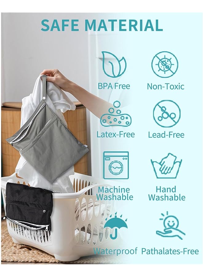 X spring Wet Dry Bag 2 Pcs Diaper Storage Bag Dual Zippered Pockets Compact & Portable Waterproof & Reusable Perfect For Swimming Diapers Baby Travel Essentials Towels Beach Daycare - Image 2