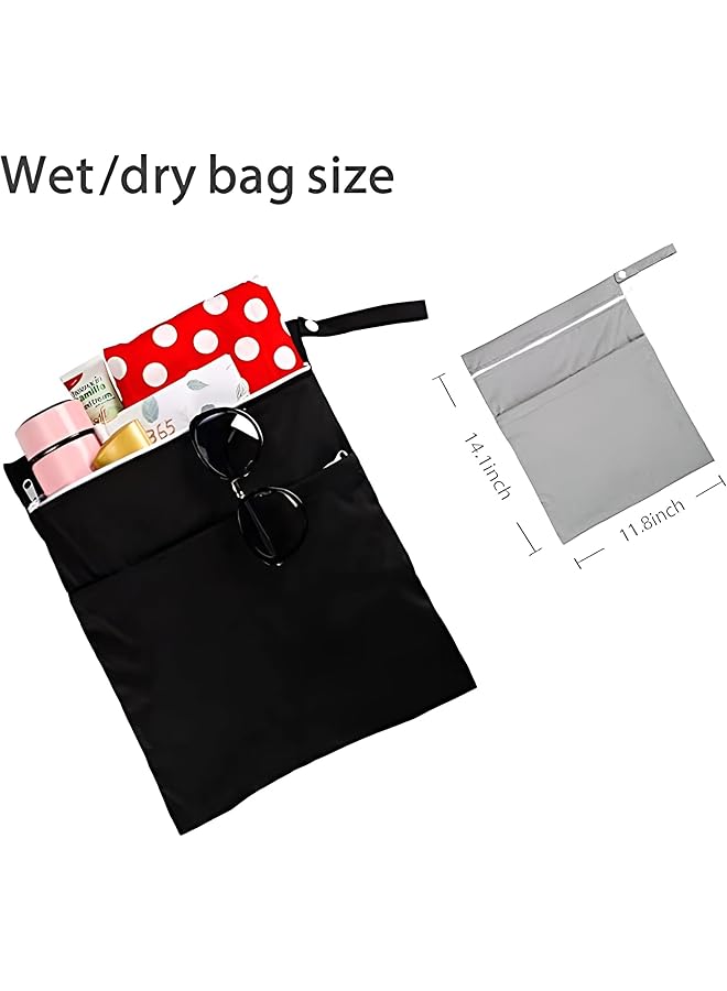 X spring Wet Dry Bag 2 Pcs Diaper Storage Bag Dual Zippered Pockets Compact & Portable Waterproof & Reusable Perfect For Swimming Diapers Baby Travel Essentials Towels Beach Daycare - Image 3