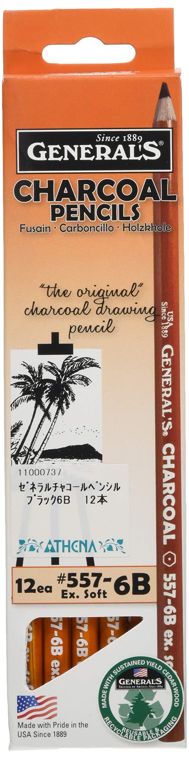 General's General Charcoal Pencil 557-6B Box of 12 - Image 1