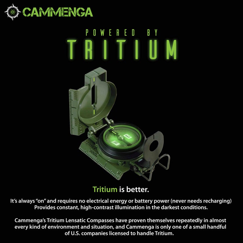 Cammenga Official US Military Tritium Lensatic Compass, Olive Drab Accurate Waterproof Hand Held Compasses with Pouch for Hiking Camping Navigation Survival Backpacking Orienteering - Image 3