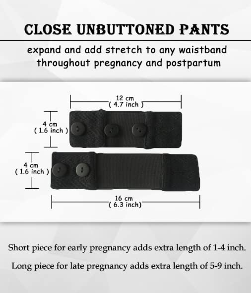 KUNINDOME Combination of Maternity Shirts Extenders and Pants Waist Extenders, Seamless Maternity Belly Band, Black, Medium - Image 2