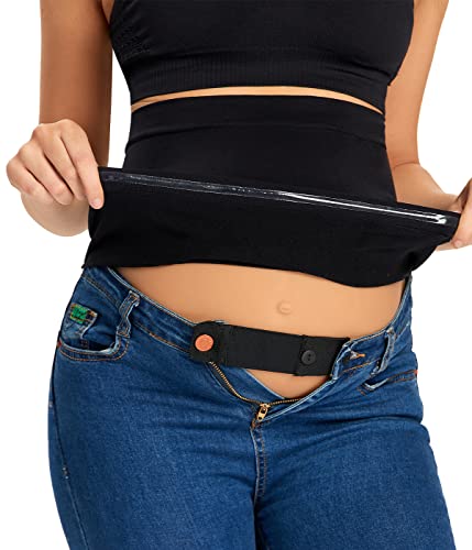 KUNINDOME Combination of Maternity Shirts Extenders and Pants Waist Extenders, Seamless Maternity Belly Band, Black, Medium - Image 1