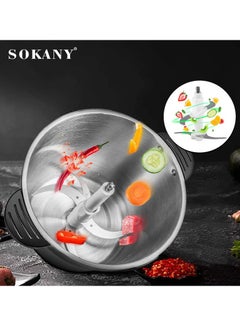 sokany 2 Speeds 4l Electric Meat Grinder Chopper Food Processor 4 Blades 800w Multifunctional Food Processor for Meat Vegetable Onion Ginger Garlic Mincer Blender, Sk-7028 (Black, Sliver)  - Image 2