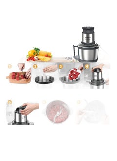 sokany 2 Speeds 4l Electric Meat Grinder Chopper Food Processor 4 Blades 800w Multifunctional Food Processor for Meat Vegetable Onion Ginger Garlic Mincer Blender, Sk-7028 (Black, Sliver)  - Image 3